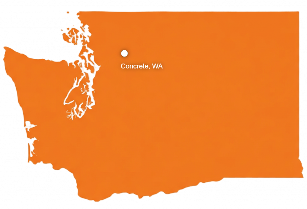 Service area map highlighting Washington State, representing professional fire watch and site security coverage by Skagit Safety Services.